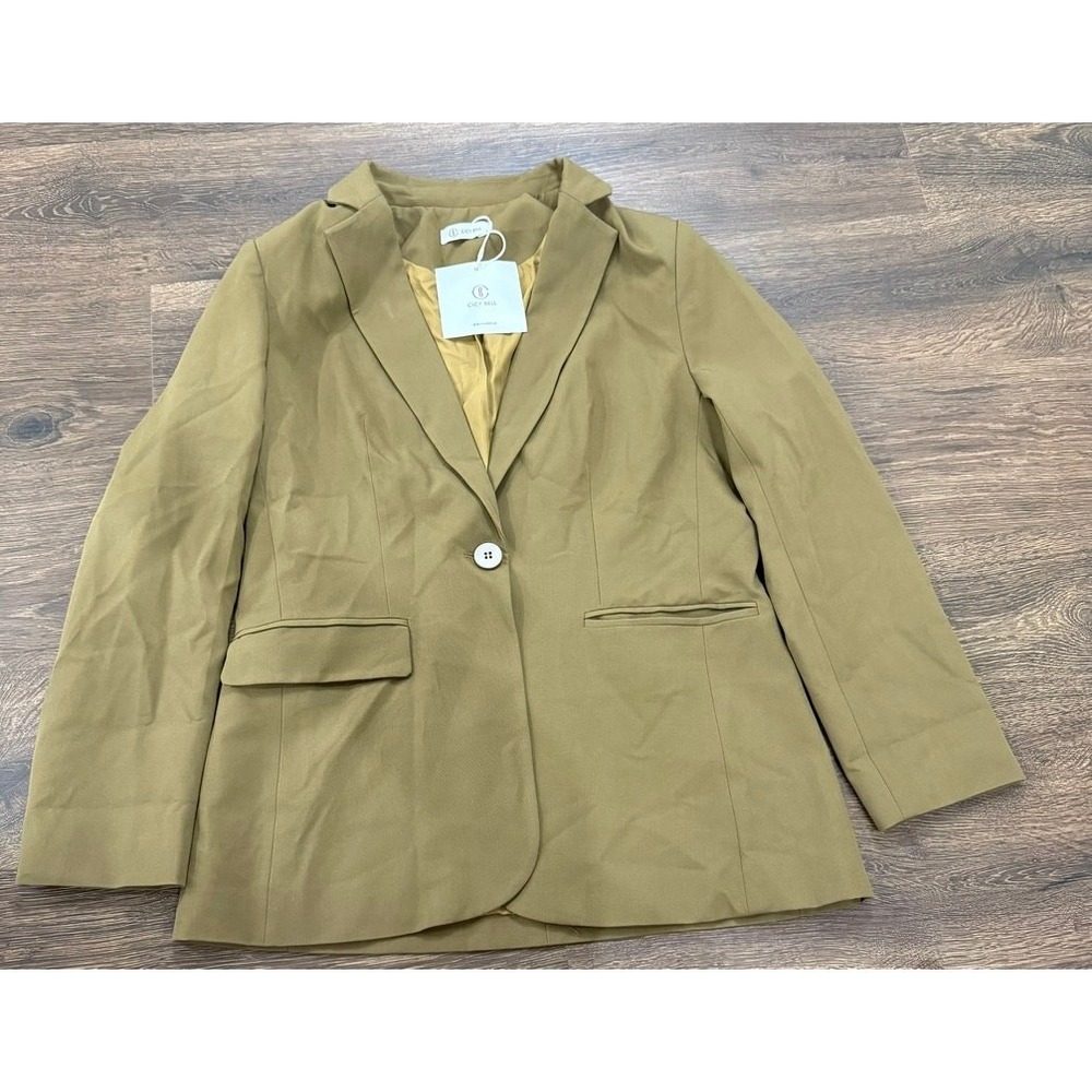 Cicy Bell Womens Olive Green Single Button Blazer Large NWT